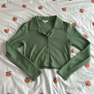 Green collared button up